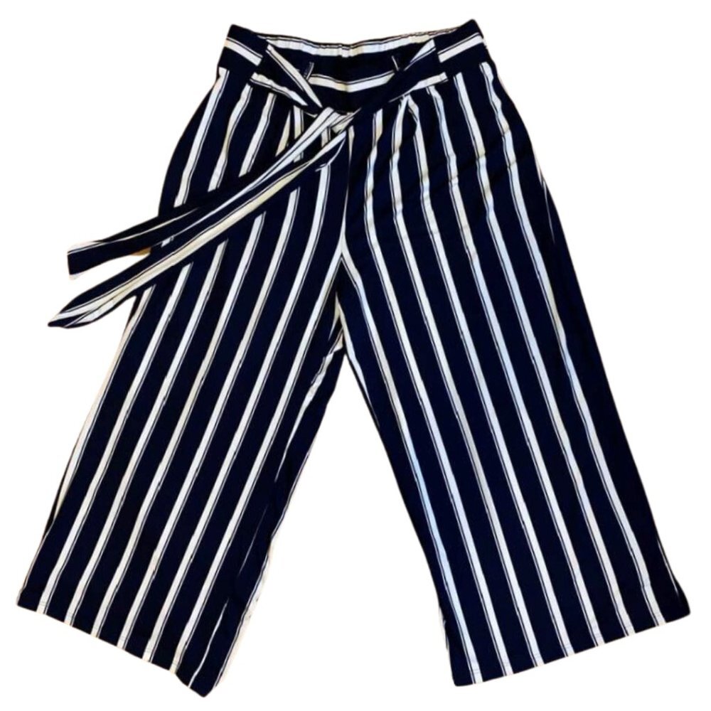 Double Take Wide Leg Nautical Stripe Palazzo Pants Medium - Picture 2 of 6